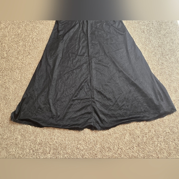 Fredericks of Hollywood Black Satin Lace Long 2 Slits Halter Top Nitgown Large - Picture 14 of 16